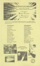 Yellow flier advertising the Science Olympiad event held at Kansas College of Technology in February 1991.